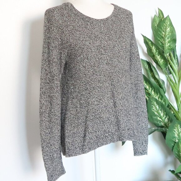 Madewell Black White Grey Knit Province Cross-Back Long Sleeve Pullover Sweater - Picture 5 of 12